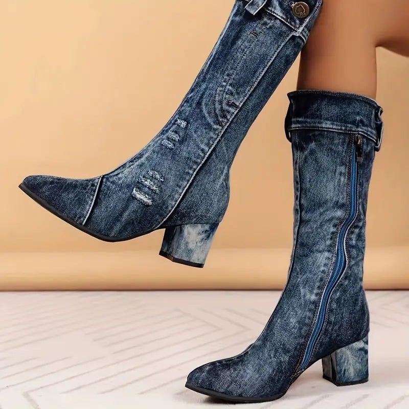 Daisy - Denim Statement Boots - Fraccini